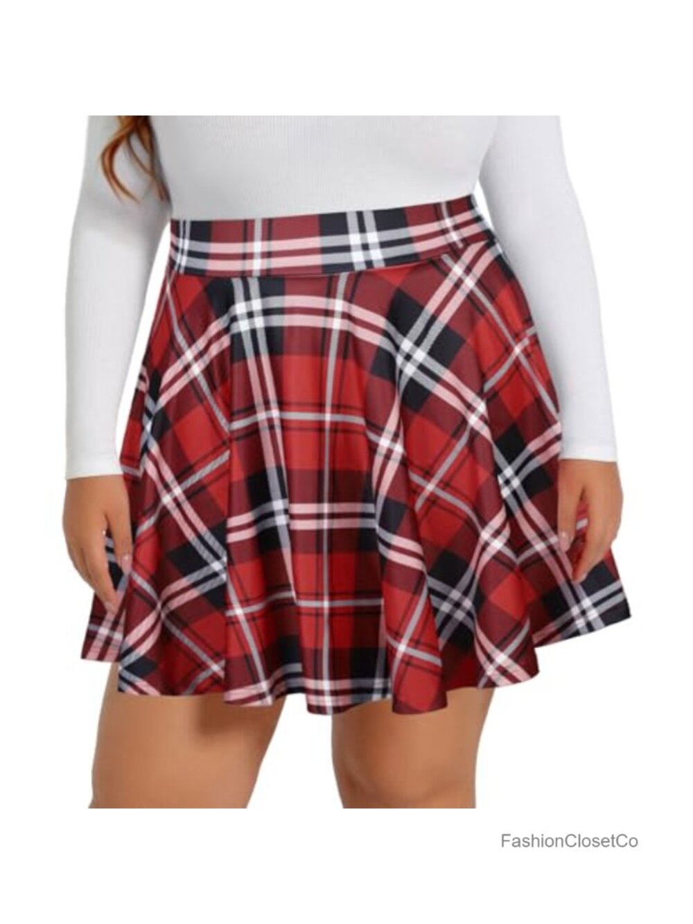 Plus Size Pleated High Waisted Skater Skirt for Women Summer Flowy Short Skirt